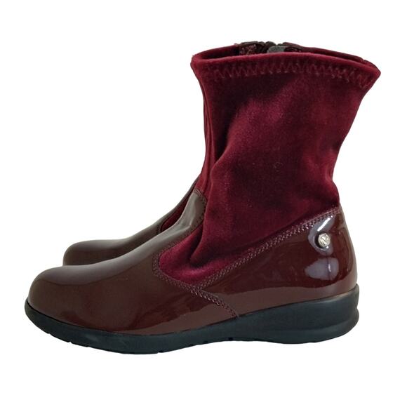 E Naturino Kids Girls Burgundy Maroon Patent Leather Velvet Sock Boots 27 10.5 - Picture 6 of 9